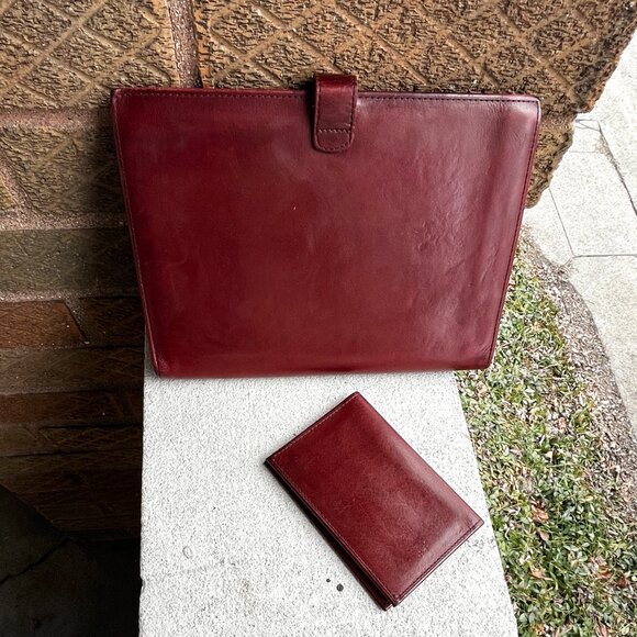 COACH Vintage Set of 2 Water Buffalo Leather Card Case Journal Diary Wine Plum - Picture 2 of 7